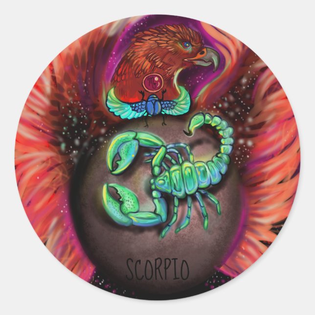 Scorpio Zodiac Sign Runder Aufkleber (Vorderseite)