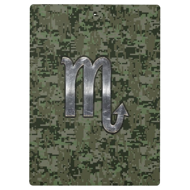 Scorpio Zodiac Signage Woodland Digitale Camouflag Klemmbrett (Rückseite)