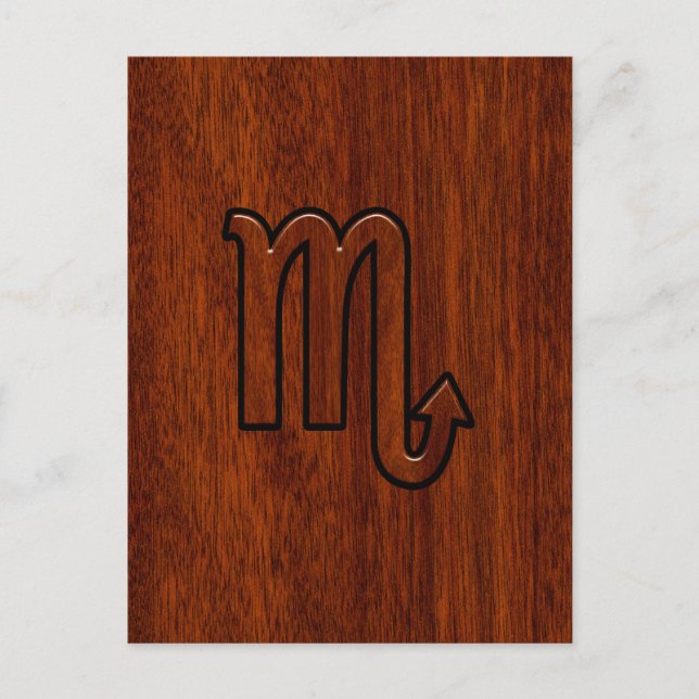 Scorpio Zodiac Signierung im Mahagoni Stil Dekorat Postkarte (Vorderseite)