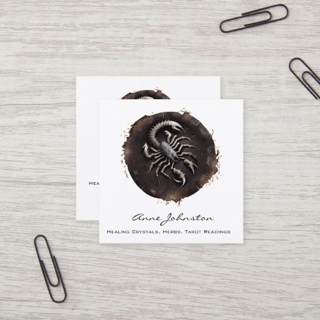 Scorpio Zodiac Square Business Card Quadratische Visitenkarte (Vorderseite/Rückseite Beispiel)