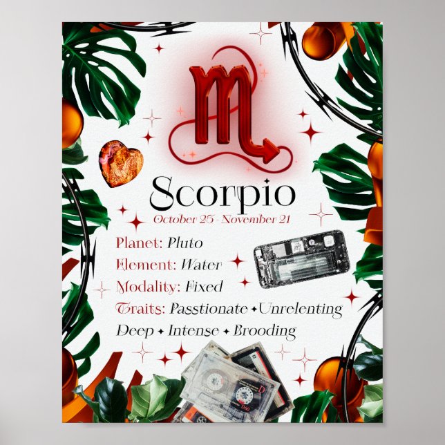 Scorpio Zodiac Star Sign Y2K Blanc 4:5 Poster (Devant)