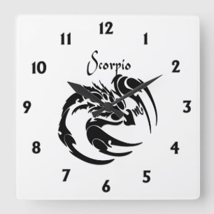 Scorpio Zodiac Symbol and Sign Quadratische Wanduhr