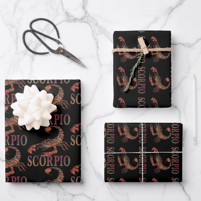 Scorpio Zodiac-Symbol Geschenkpapier Set (Vorderseite)