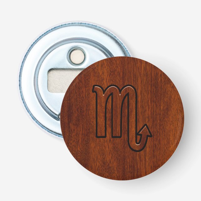 Scorpio Zodiac-Symbol im Mahogany-Stil Flaschenöffner (Vorderseite)