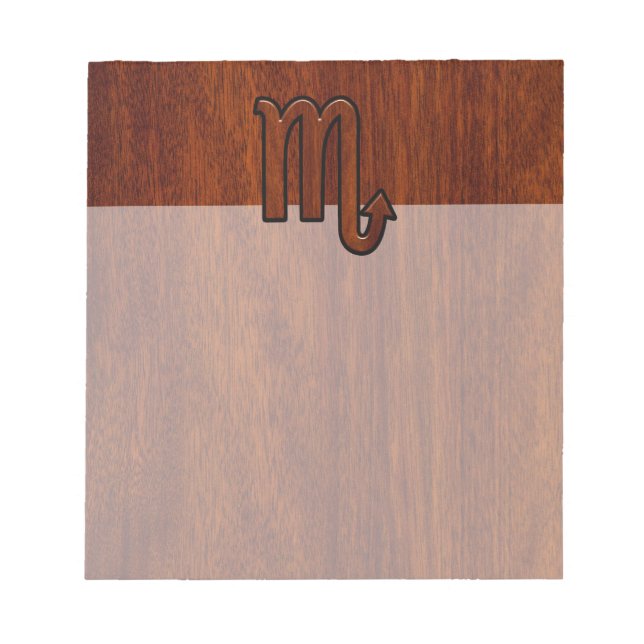 Scorpio Zodiac-Symbol im Mahogany-Stil Notizblock (Vorderseite)