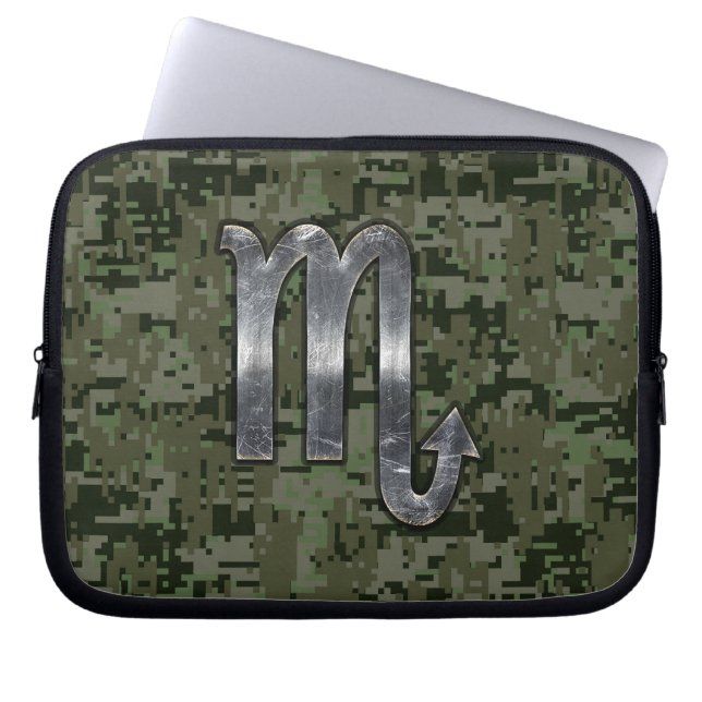 Scorpio Zodiac Symbol Olive Green Digitale Camoufl Laptopschutzhülle (Vorderseite)
