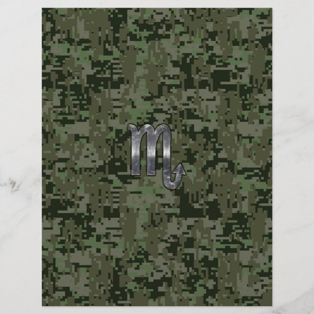 Scorpio Zodiac Symbol Woodland Digitale Camouflage (Vorderseite)