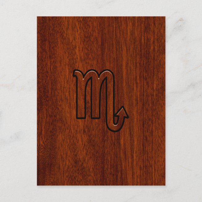 Scorpio Zodiac-Zeichen im Mahagoni-Stil Postkarte (Vorderseite)