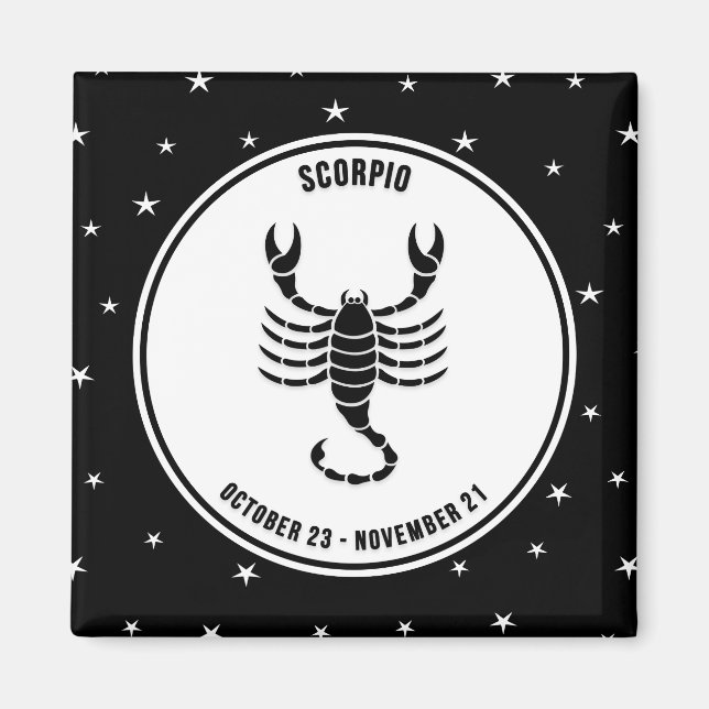 Scorpio Zodiac Zeichen, Schwarz & Weiß Magnet (Vorne)