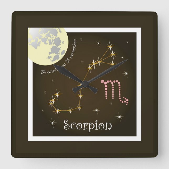 Scorpion 24 octobre au 22 novembre quadratische wanduhr (Vorderseite)