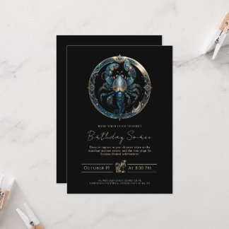 Scorpion Sign Cosmic Black Gold Scorpio Einladung