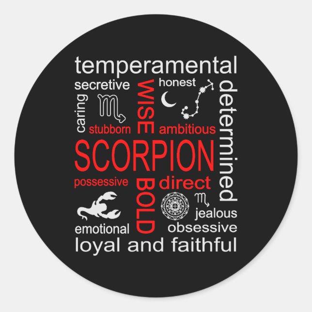 Scorpion Zodiac Sign Runder Aufkleber (Vorderseite)