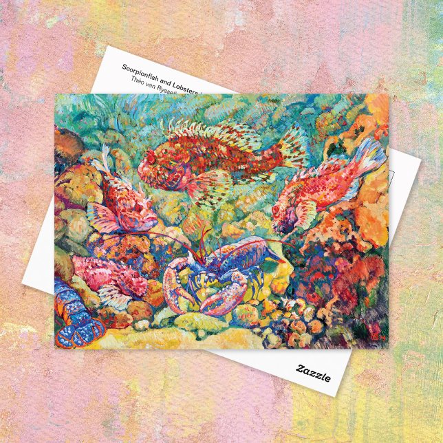 Scorpionfish Lobsters Aquarium Théo Rysselberghe Postkarte (Von Creator hochgeladen)