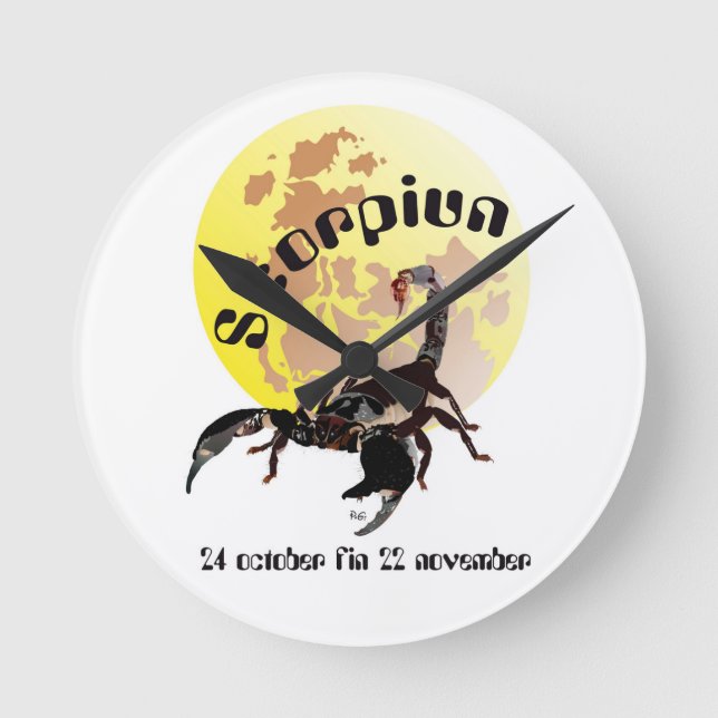 Scorpiun 24. Oktober fin 22 november Runde Wanduhr (Vorderseite)