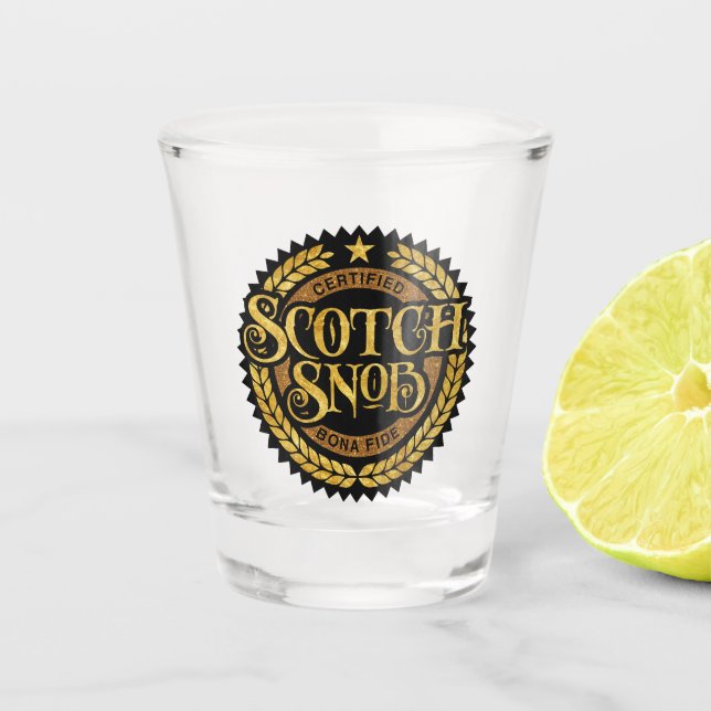 Scotch Snob - lustiger Whiskey-Drinker Schnapsglas (Vorderseite)