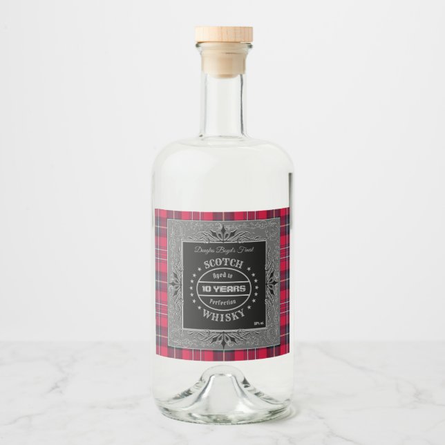 Scotch Whisky Red Tartan Alkoholflaschenetikett (Vorderseite)