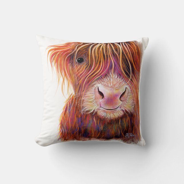 SCoTiSH HigHLaND CoW ' THe KiD 2 ' von SHiRLeY Mac Kissen (Vorderseite)