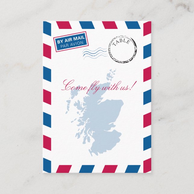 Scotland Airmail Escort/Sitzkarte Hochzeit Platzkarte (Vorderseite)
