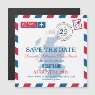 Scotland Airmail Save the Date Magneteinladung