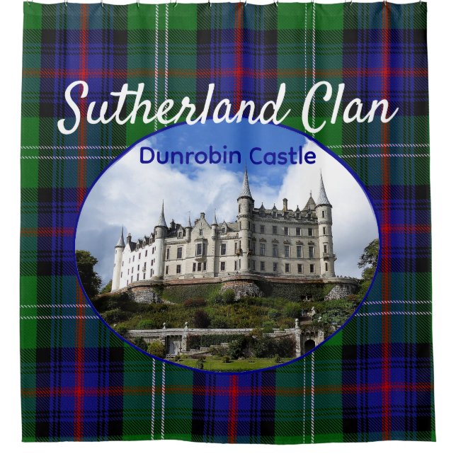 Scotland Castle Sutherland Scottish Clan Tartan Duschvorhang (Vorderseite)