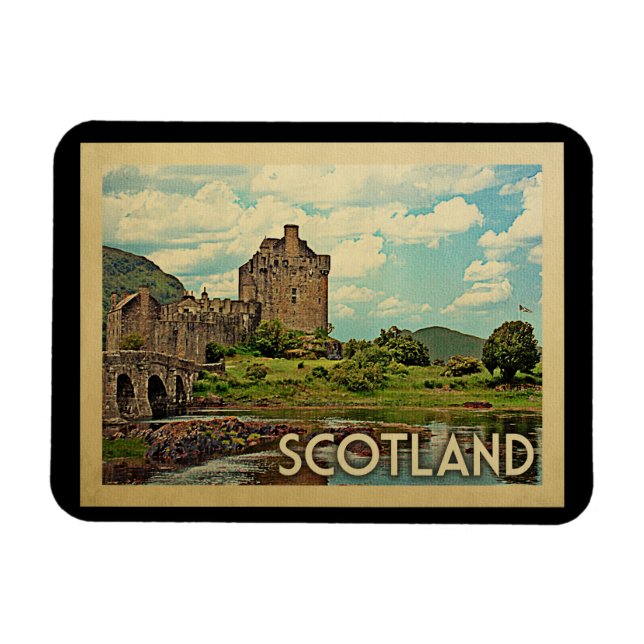 Scotland Castle Vintage Travel Magnet (Horizontal)