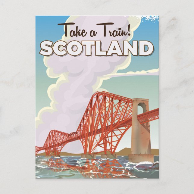 Scotland Fourth Bridge Travel Poster. Postkarte (Vorderseite)