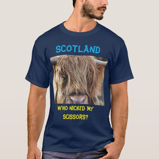 Scotland Funny Long Hair Cow T-Shirt (Vorderseite)