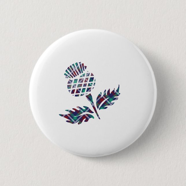 Scotland Gifts Scottish Thistle Tartan Kariertes G Button (Vorderseite)