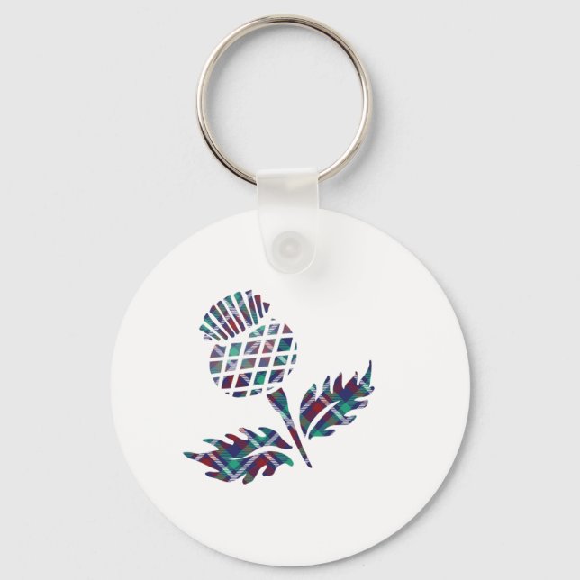 Scotland Gifts Scottish Thistle Tartan Kariertes G Schlüsselanhänger (Vorderseite)