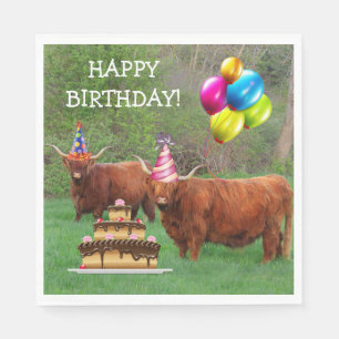 Scotland Highland Steer Birthday Paper Napkin Serviette