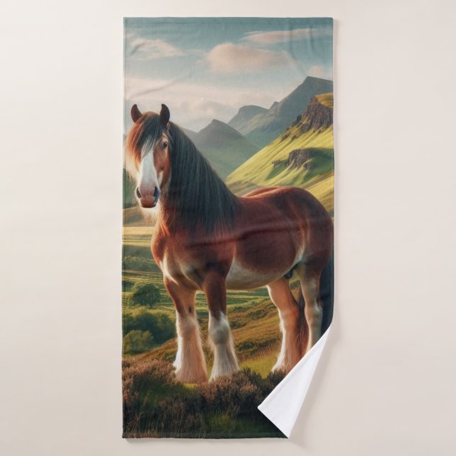 Scotland highlands Clydesdale horse (Serviette de bain)