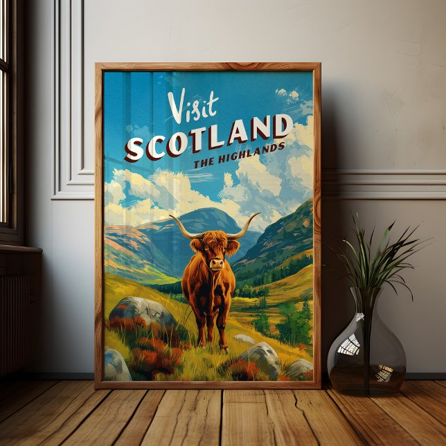 Scotland Highlands Vintage voyage Poster Cow (Créateur téléchargé)