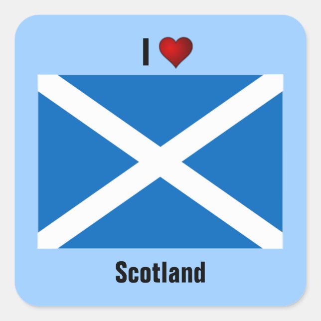 SCOTLAND: Ich Liebe Schottland Quadratischer Aufkleber (Vorderseite)
