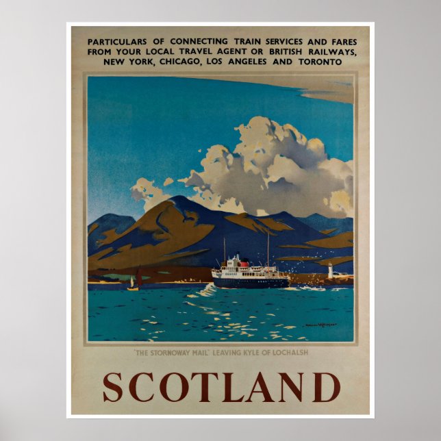 Scotland Kyle von Lochalsh Vintage Travel Poster (Vorne)