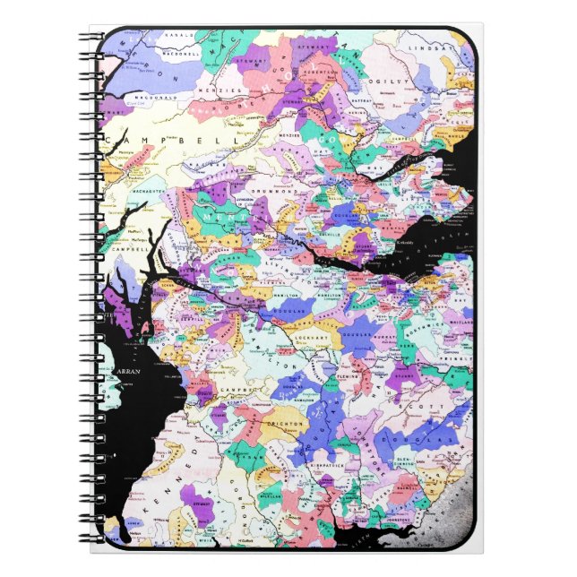 Scotland Map Scottish Clans Foto Notizblock (Vorderseite)