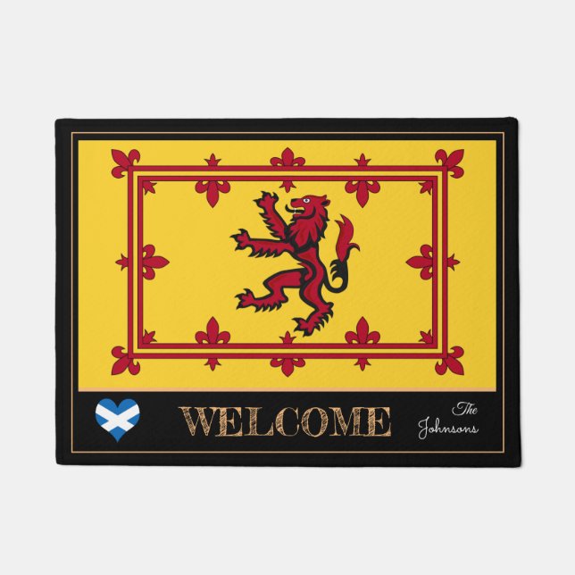 Scotland & Scottish Flag, Lion house mat /Welcome Fußmatte (Vorderseite)