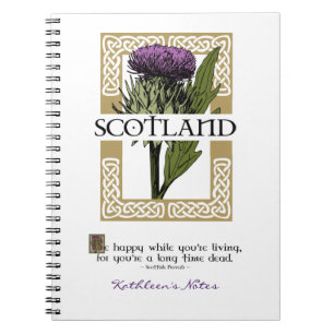 Scotland Scottish Thistle Gold Celtic Knots Name Notizblock