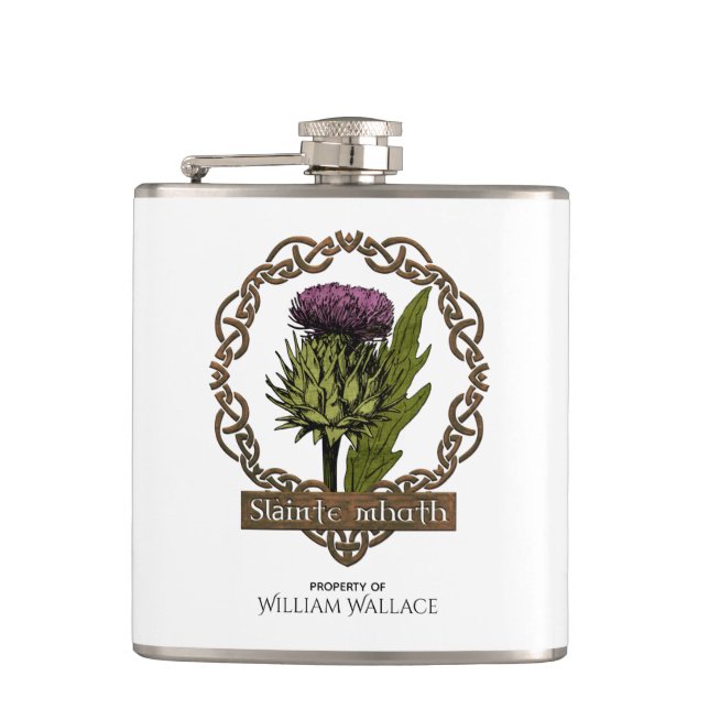 Scotland Scottish Thistle und Schotten Gaelic Toas Flachmann (Vorderseite)