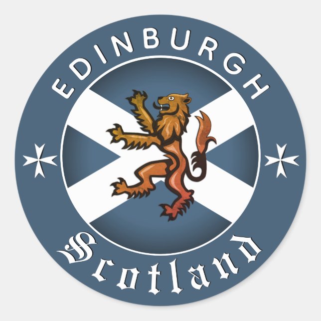 Scotland Sticker, Edinburgh, Schottische Flagge Runder Aufkleber (Vorderseite)
