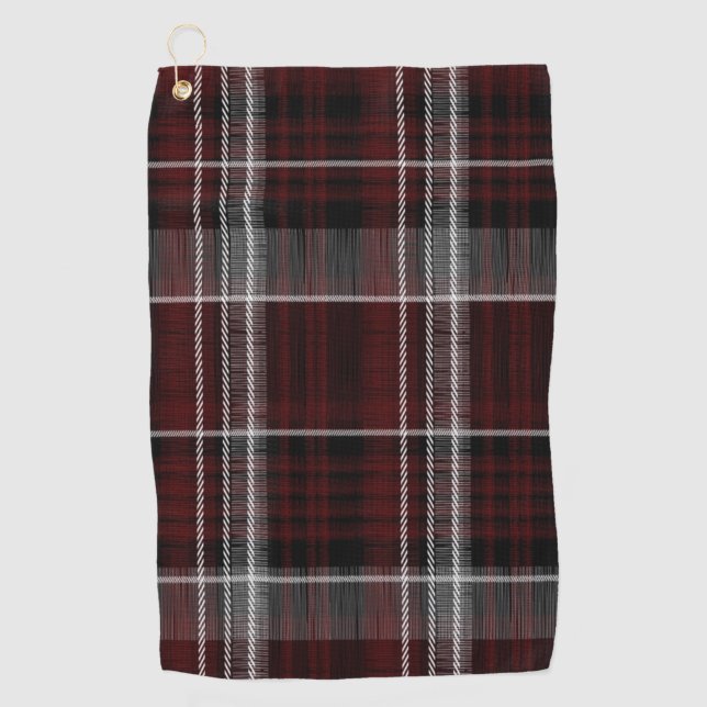 Scotland Tartan Burgundy Gray Celtic Kariert Golfhandtuch (Vorderseite)