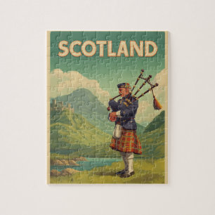 Scotland Vintage Travel - Highland Bagpiper