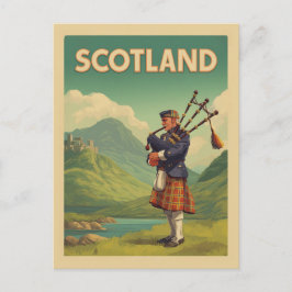 Scotland Vintage Travel - Highland Bagpiper Postkarte