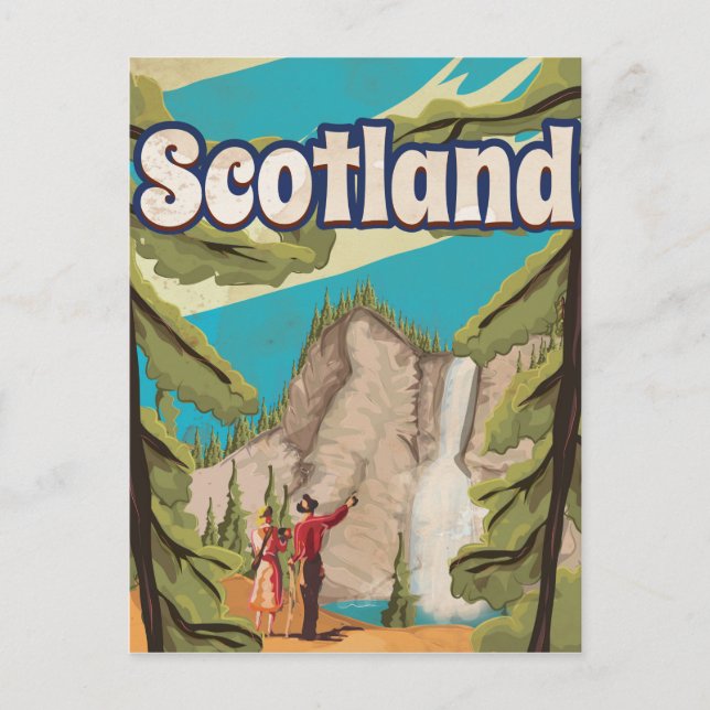 Scotland Vintage Travel Poster Postkarte (Vorderseite)