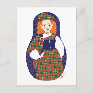 Scotswoman Matryoshka Postcard Postkarte