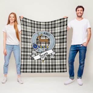 Scott Black - White Ancient Clan Abzeichen Tartan Fleecedecke