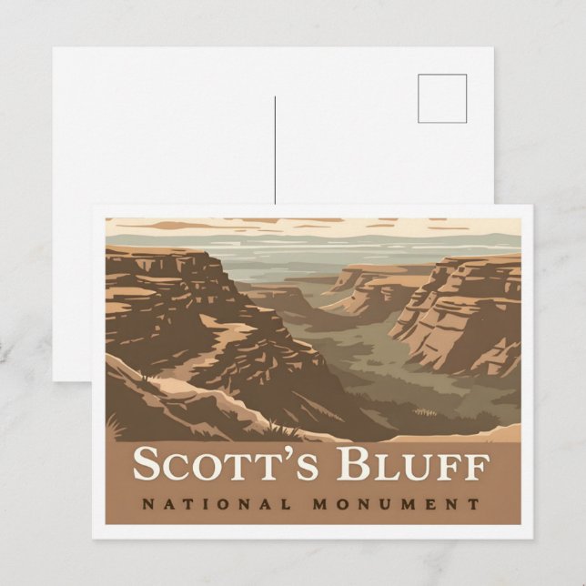Scott Bluff National Monument Nebraska USA Travel Postkarte (Vorne/Hinten)
