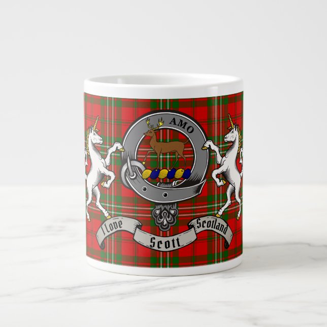 Scott Clan Abzeichen mit Tartan & Unicorn Jumbo-Tasse (Vorderseite)