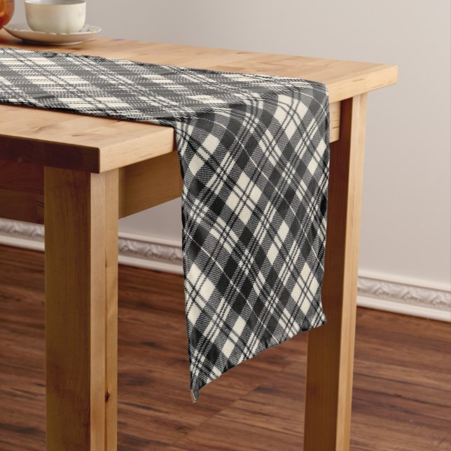 Scott Clan Black und White Modern Scottish Tartan Mittelgroßer Tischläufer (Beispiel)