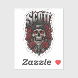 Scott Gothic Schädel personalisierter Namensentwur Aufkleber