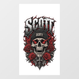Scott Gothic Schädel personalisierter Namensentwur Fensteraufkleber